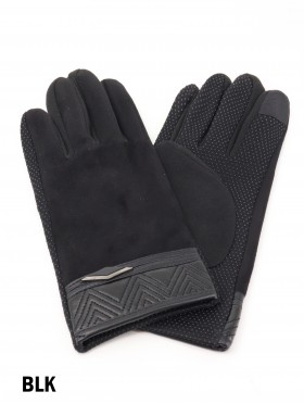 Unisex Touch Screen Glove with Wavy Faux Leather